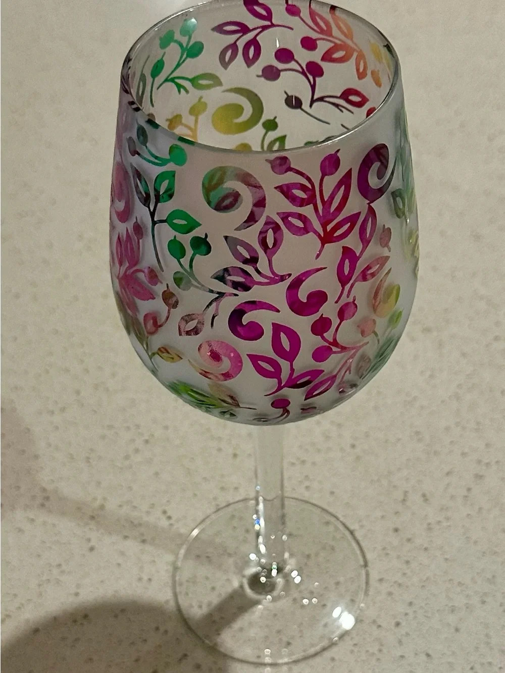 Pier 1 Multicolor Floral Vine Wine Glass - Set Of 2